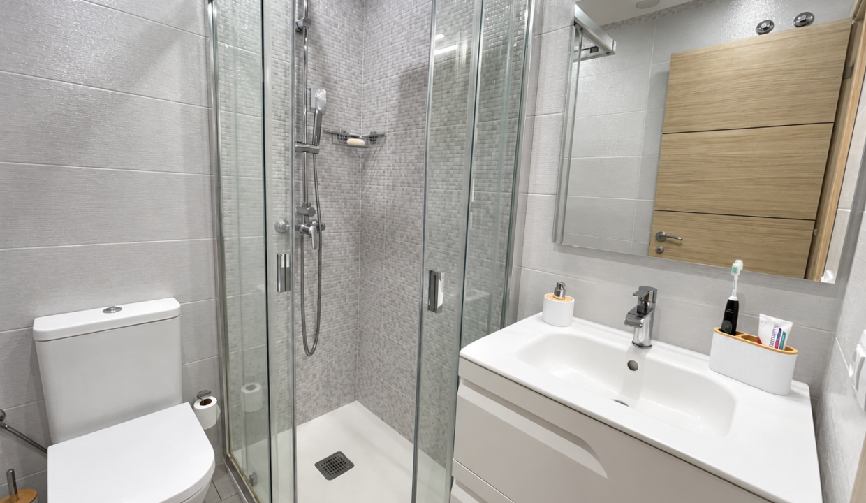 Contemporary Gray-Tiled Bathroom Interior